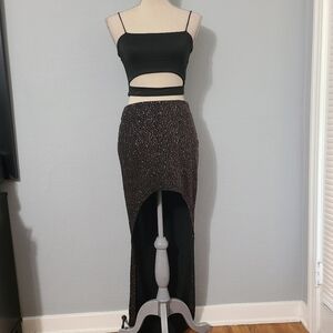 John John Black High Low‎ Shiny Skirt NWT Size Large